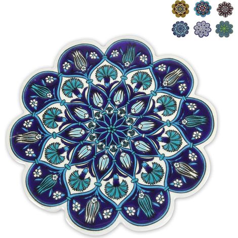 Dessous de plat en céramique peinte à la main 18,5cm Vala - Bleu
