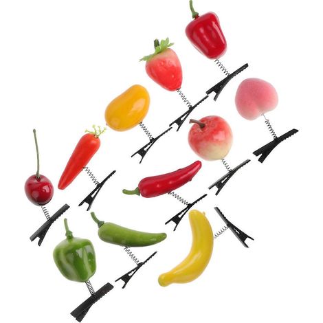 Collection de 11 pinces à cheveux en forme de fruits colorés pour filles (1/5)