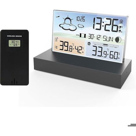 Station météo sans fil LCD double réveil température humidité baromètre prévisions (1/5)