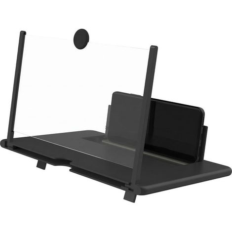 Loupe d'écran : Agrandisseur portable HD de 12 pouces — Conception pliable à rails coulissants, écran d'agrandissement vidéo 3D HD sert également de support de téléphone de bureau. (1/5)