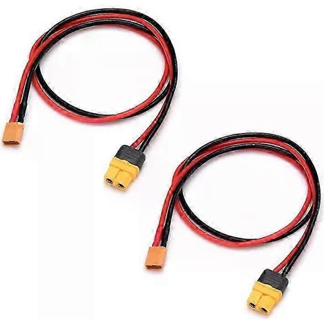 Lot de 2 câbles de charge adaptateurs XT60H femelle vers XT30 mâle, calibre 14 AWG, 30 cm, compatibles avec les chargeurs de batterie et les variateurs de vitesse (ESC) pour avions, voitures et bateau (1/5)