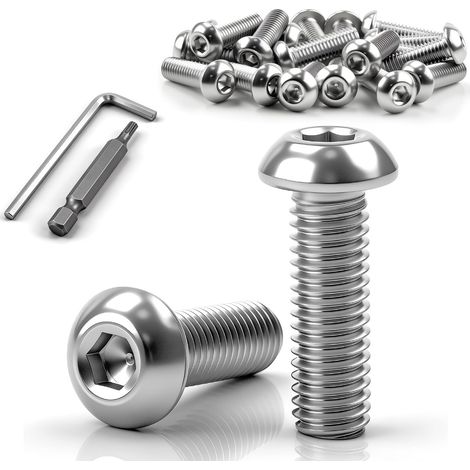 80 Pièces Vis Tete Bombee M6 x 20 mm Vis inox M6 Vis à Tête à Six Pans Creux pour Installation de Meubles (1/5)