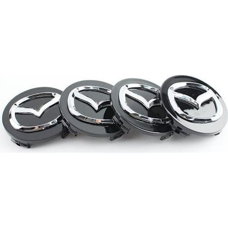 Enjoliveurs noirs (lot de 4) pour Mazda, 57 mm, enjoliveurs de voiture (1/5)
