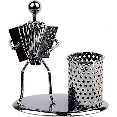 Pot à crayons/stylo en fer forgé avec motif musical - Décoration de bureau/maison - Cadeau idéal pour la fête des pères (accordéon c76) (1/4)