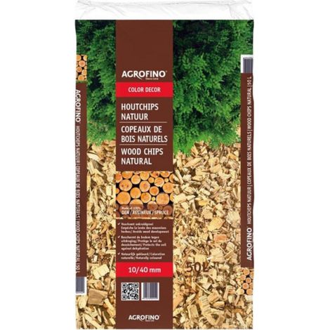 Copeaux de bois naturels 50L – Granulométrie 10/40 mm – Paillage décoratif pour jardin – Empêche les mauvaises herbes