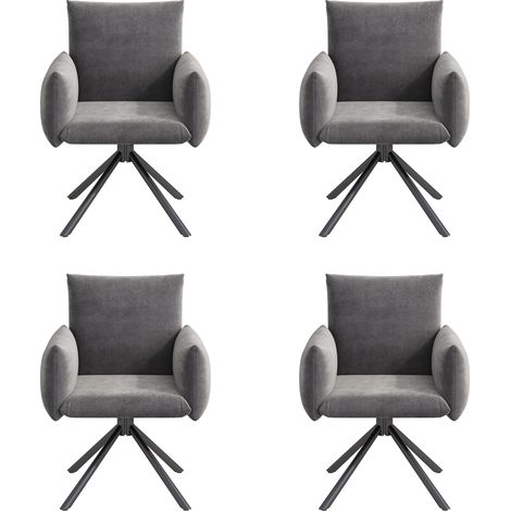 GagaLot de 4 chaises de salle à manger pivotantes en velours gris (1/5)