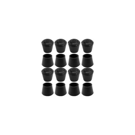 16 embouts en caoutchouc - pour pieds de table, chaise, meuble - diamètre intérieur 20 mm, noir