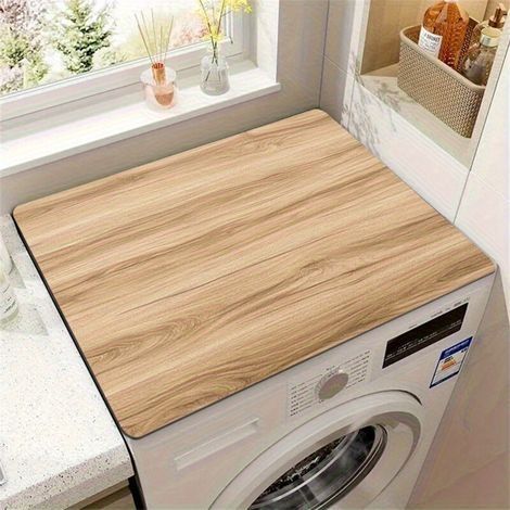 Housse de protection anti-poussière imitation bois, 1 pièce, absorbante, antidérapante, pour machine à laver, buanderie, plan de travail de cuisine