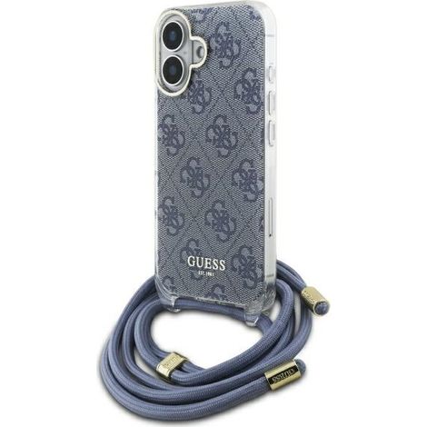 Guess GUHCP16SHC4SEB iPhone 16 6.1 blau/blau Hartschalenetui mit Umhängeband, 4G-Druck (1/5)
