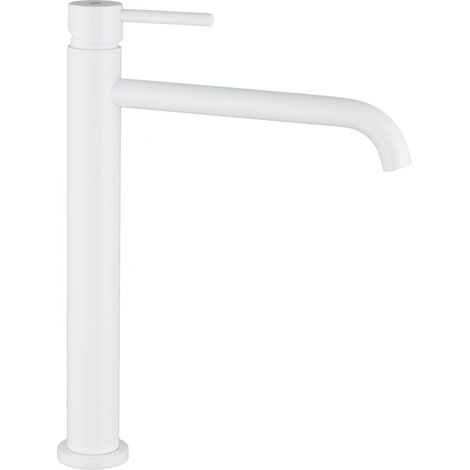 Grifo de Lavabo de Caño Alto Modelo SIRIO Fabricado en Latón Monomando Acabado en Blanco (1/2)