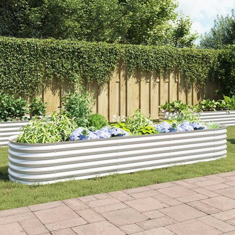 Arriate de acero galvanizado plateado 320x80x44 cm