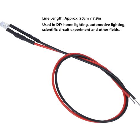 50 pièces diodes électroluminescentes 12V précâblées 3mm tête ronde clignotement rapide multicolore (1/5)