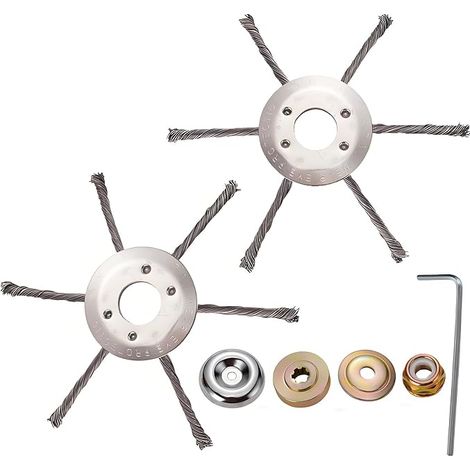 AGSYFFD Lot de 2 têtes de débroussailleuse en fil d'acier, 230 mm débroussailleuse universelle avec kit d'adaptateur de 5 pièces pour tondeuses à gazon à essence, design de fil noué durable pour le (1/5)
