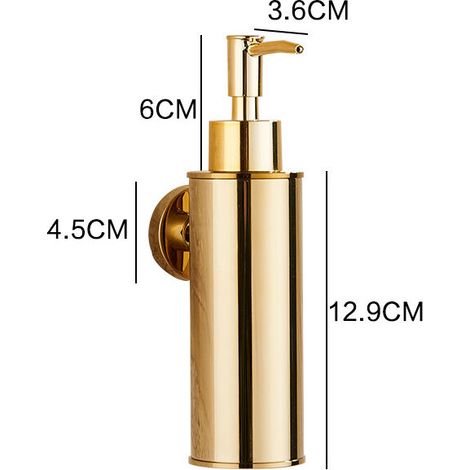 Dispenser di sapone a parete in acciaio inox 304 color oro, dispenser di sapone a pulsante a parete per gel doccia e gel igienizzante per le mani da hotel