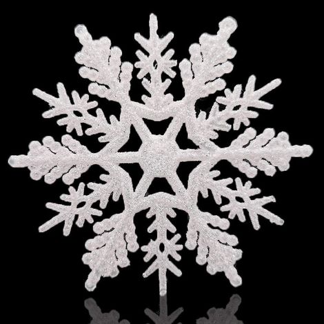 Ensemble de 5 flocons de neige blancs pailletés pour décorations de Noël (1/5)