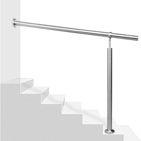 Wolketon Barandilla de entrada de acero inoxidable pasamanos para escaleras ángulo de montaje ajustable incluye material de montaje para interior 120 cm