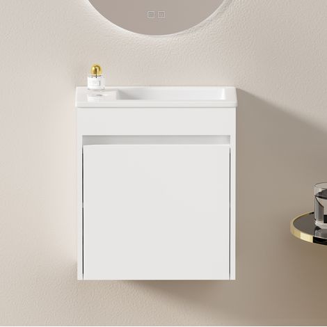 Meuble salle de bain 46x26x51,5 cm céramique MDF blanc, avec rangement pour WC FloraGrace (1/5)