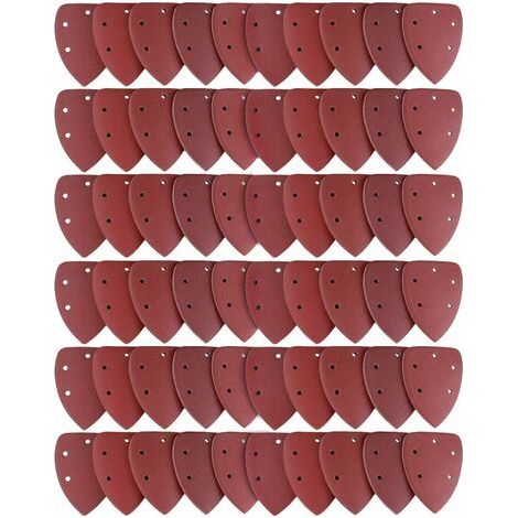 Lot de 60 Feuilles Abrasives, Papier de Ponçage 40/60/80/100/120/180/240/320/400/800 Idéal pour Ponceuse Multifonction (1/5)
