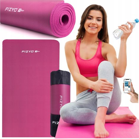 Esterilla de yoga, pilates y fitness Fizyo antideslizante, gruesa, de NBR, color rosa. (1/5)