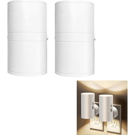 Set di 2 luci notturne a LED con spina, illuminazione decorativa per interni con sensore di luce, tre colori di luce, 0-80 lumen, luminosità regolabile per corridoio. (1/5)