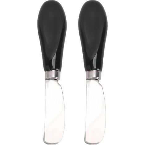 2pcs Étaleur Beurre Lave-Vaisselle Qualité Alimentaire Inox – Outil Étaler avec Poignée Céramique Confiture Fromage, Noir (1/5)