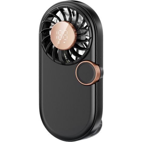 Mini ventilateur portable à 100 vitesses avec affichage numérique - Rechargeable par USB, idéal pour le bureau, la chambre d'étudiant et les voyages (Noir) (1/5)