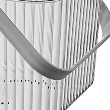 Panier de rangement pour salle de bain, élégant, transparent, rayé, grande capacité, avec poignée, gris (1/5)