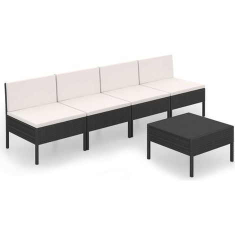 Maison Exclusive - 5-tlg. Garten-Lounge-Set mit Auflagen Poly Rat (1/5)