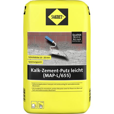 Sakret Kalk-Zement-Putz leicht (MAP-L/655) 25 kg Sack Kalk-Zement-Putz