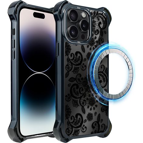 Custodia ibizu DropGuard Ultra per iPhone 14 Pro con MagSafe, colore Midnight, Lace Black (1/5)