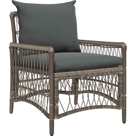 Gartenstuhl mit Kissen Grau 73 x 61 x 77 cm Poly-Rattan