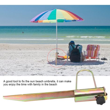 Support de parasol en fer pour la plage, la pêche, le sable, le jardin et les voyages en extérieur (1 pièce). (1/5)
