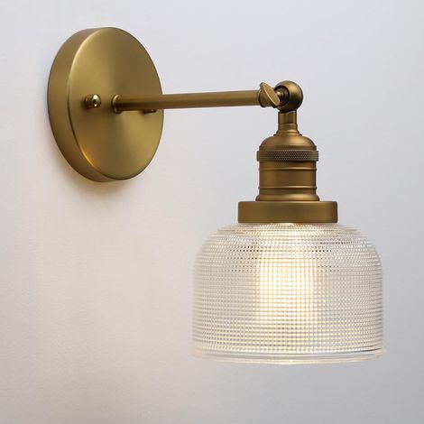 Cable Wall Light Indoor Vintage Bathroom Wall Lamp  Textured Glass Lampshade Bowl Applique, E27 Light Fixture for Living Room, Bedroom, Kitchen, Hallway Home, No Bulb, Max 40W (1/5)