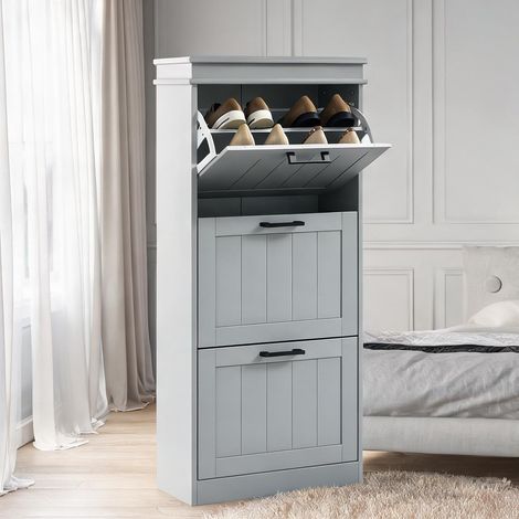 Meuble à chaussures gris en MDF 54 x 24 x 117,5 cm (1/5)