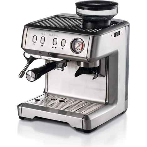 Ariete 1313 - Macchina da Caffè con Macinacaffè in Acciaio Inox - per Polvere e Cialde ESE - 1 e 2 tazze - Montalatte - 15 bar - 1600 Watt - 2 Litri (1/5)