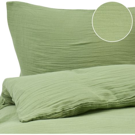 Conjunto de funda de edredón moderna de muselina de algodón 150 x 200 cm verde Sumner