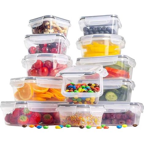 Set de 24 boîtes de préparation repas – Empilables – Hermétiques – Sans BPA (1/5)