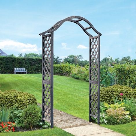 Smart Garden Elegant Woodland Wooden Garden Arch Pergola Grey Plant Support (1/2)