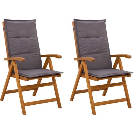 Chaises de jardin inclinables 2 pc Naturel bois – aménagement extérieur (1/5)