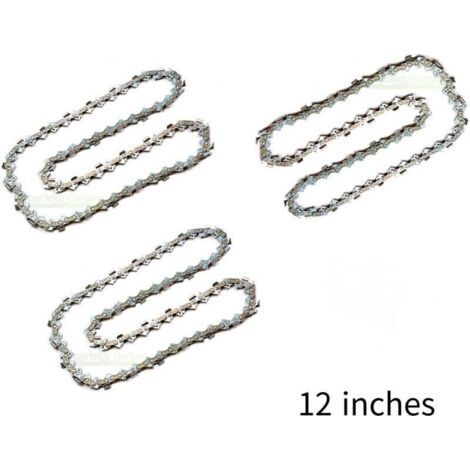 Lot de 3 Chaîne de Tronçonneuse pour Guide-Chaîne de 12" (30 cm), 45 Maillons d'Entraînement, Compatibles avec Dolmar, Echo, Bosch, Einhell et autres (1/4)