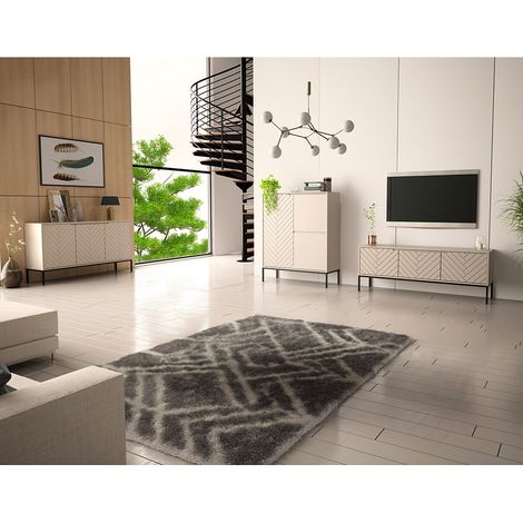 Wohnzimmer Set 3-teilig modern in Beige mit gefrästen Fronten ANGERA-140 (1/5)