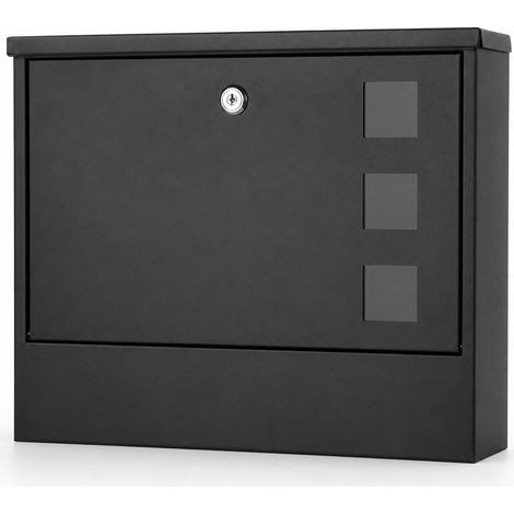 Boîte aux Lettres Murale Verrouillable Extérieur Noire 36 cm (1/5)
