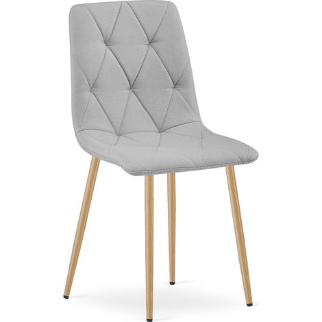 Sedia Libra in tessuto grigio chiaro con gambe effetto legno (1/5)
