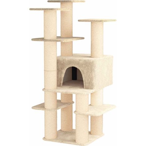 Katzennbaum mit Sisal-Kratzsäulen Creme 161 cm vidaXL (1/5)