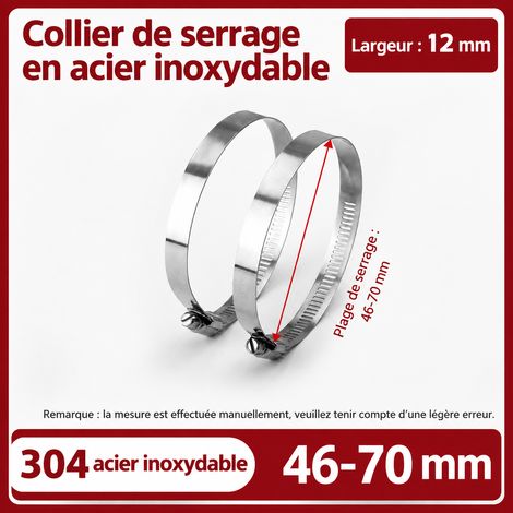 Collier de serrage en acier inoxydable 304 46-70 mm 46-70 304 12 21 g – Livraison gratuite