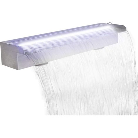 Fuente cascada rectangular LED para piscina acero inoxidable 60 cm vidaXL