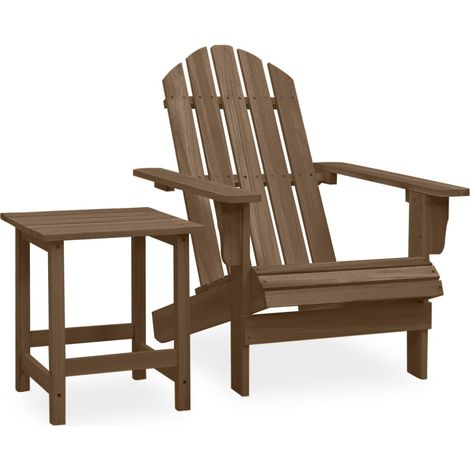 Chaise de jardin Adirondack avec table Bois de sapin Marron