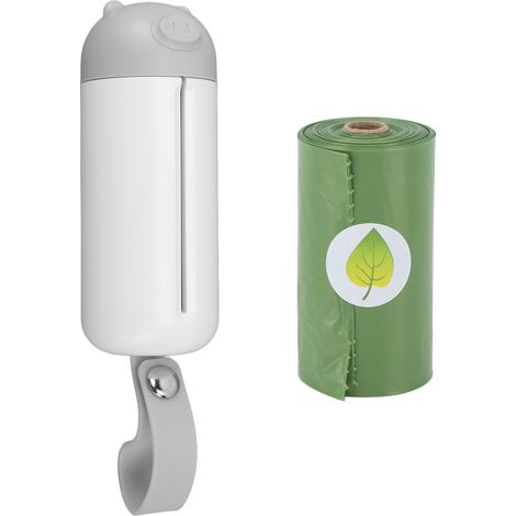 Distributeur de sacs à déjections canines anti-fuite, portable et inclus (gris) - Accessoire idéal pour les promenades avec votre chien. (1/5)