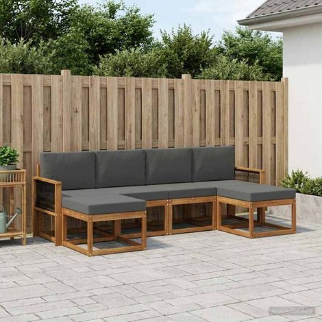 vidaXL Outdoor-Sofagarnitur 6 pcs Natur und Anthrazit Polyester (1/5)