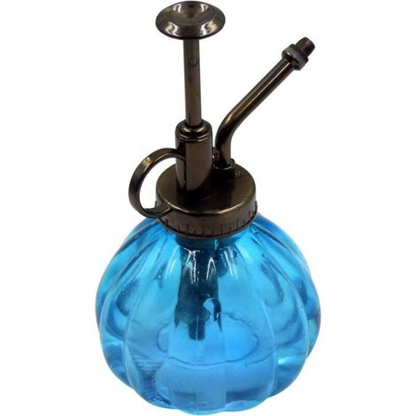 1 arrosoir en verre, pression manuelle, bouteille vintage bleue, pulvérisateur pour plantes et fleurs intérieures